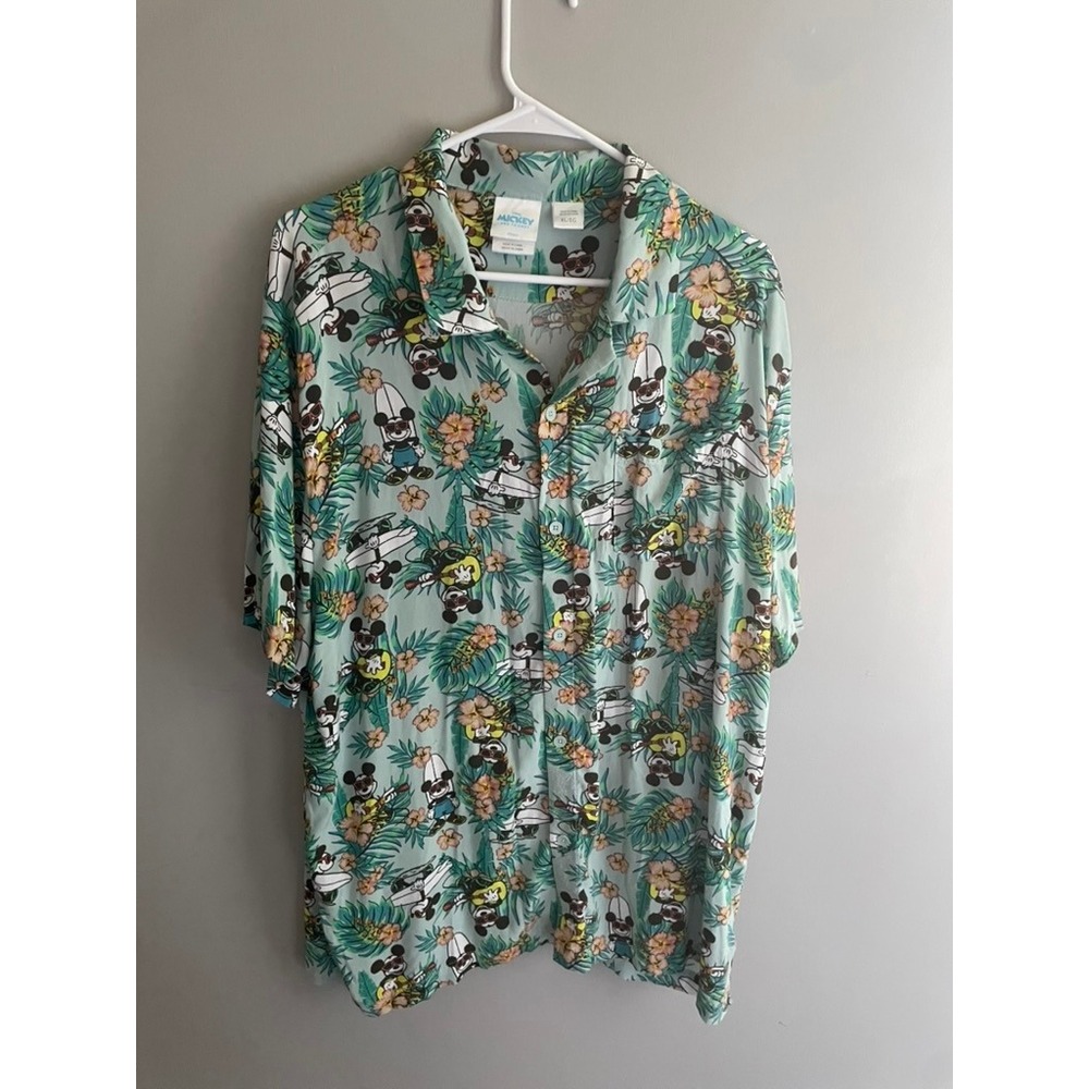 Disney Mickey & Friends Hawaiian Shirt XL Tropical Surf Aloha Button Front